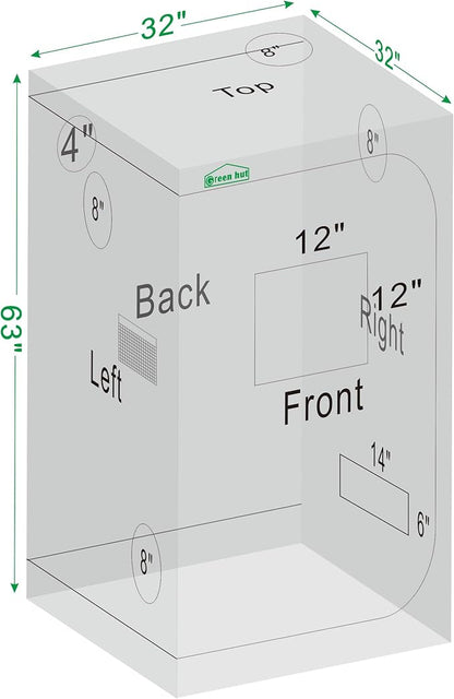 Grow Tent 32"x32"x63", High Reflective Mylar Dark Room - Image 8