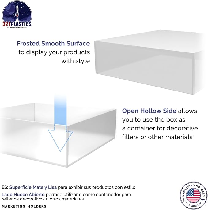Frosted Acrylic Display Box Versatile 5 Sided Pedestal 6.75" x 6.75" x 2" - Image 4