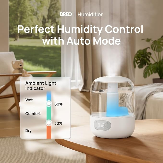 DREO Humidifiers for Bedroom, 3L Top Fill 30H & 26dB Quiet Runtime for Large - Image 2