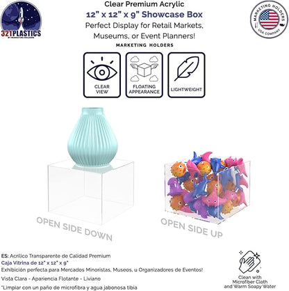 4 Pack 12" x 12" x 9" Clear Acrylic Display Box - Image 3