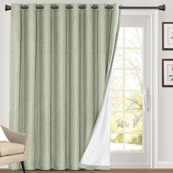 PrinceDeco Linen Blackout Curtains 108 Inches Long 100% Blackout Curtains by PrinceDeco