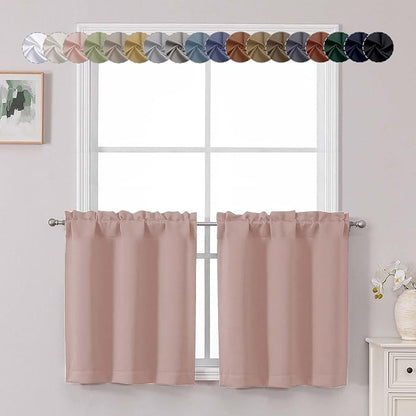 Chyhomenyc Blush Pink Short Blackout Curtains 24 Inch Length, Small Kitchen by Chyhomenyc