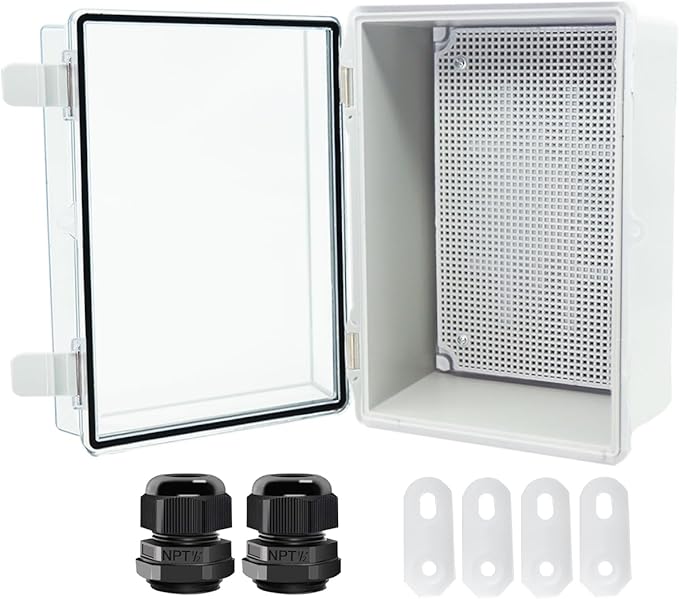 Junction Box, Hinged Clear Cover IP67 Waterproof ABS Project Box by Otdorpatio