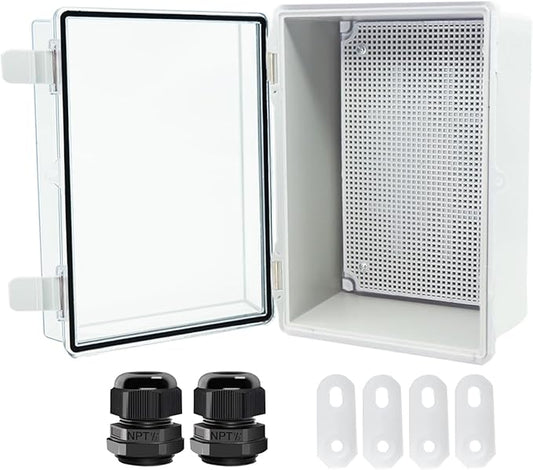 Junction Box, Hinged Clear Cover IP67 Waterproof ABS Project Box by Otdorpatio