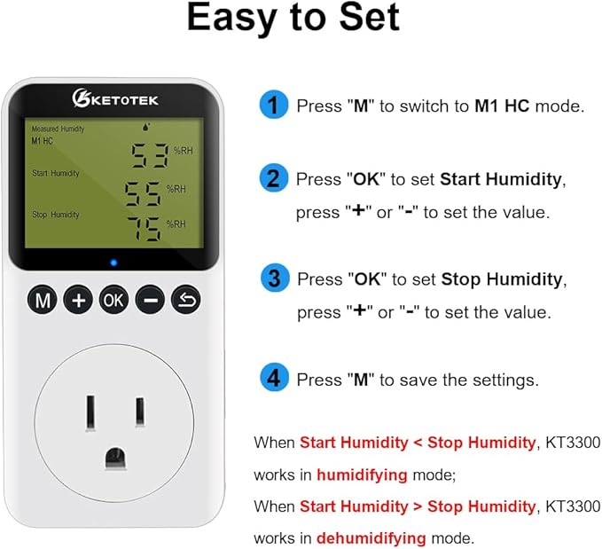 KETOTEK Digital Humidity Controller Outlet Plug - Image 5