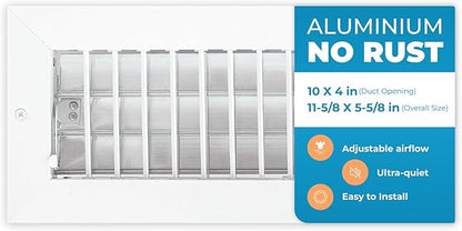 Aluminum 10 x 4 Inch Air Vent Covers Wall AC Grille – Premium Register Vent by Air360