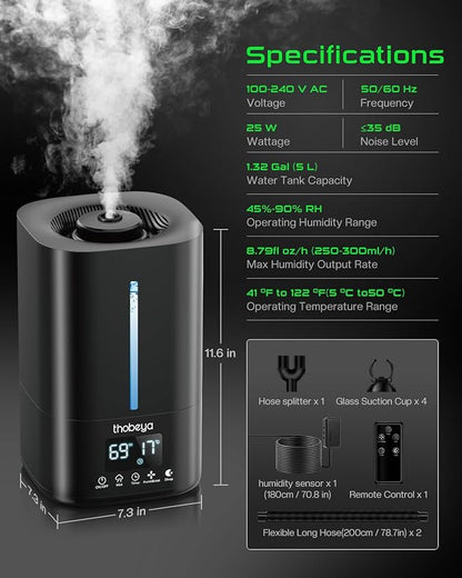 1.32 Gal / 5L Reptile Humidifier Fogger, Timer Function, Humidifier - Image 3