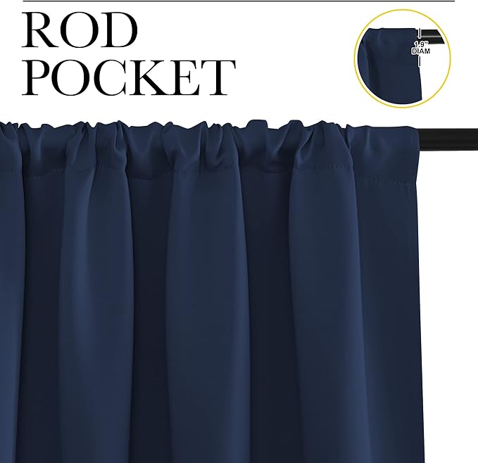 NICETOWN 2 Panels Blackout Curtains, Rod Pocket Window Curtains Room Darkning - Image 2