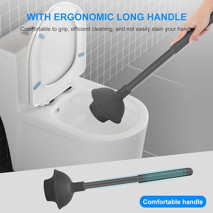 SetSail Toilet Brush and Plunger Set, 3 Pack Toilet Plungers - Image 6