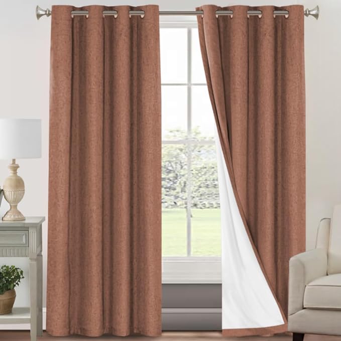 PrinceDeco Blackout Curtains for Bedroom 100% Absolutely Blackout Linen Look by PrinceDeco