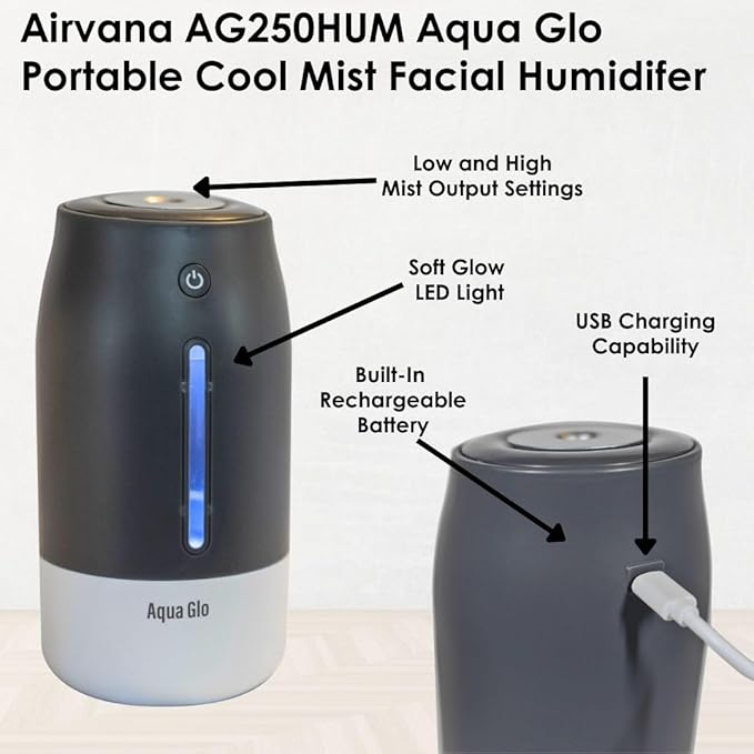 AG250HUM-V2-C Personal, Portable Humidifier – Ultrasonic Cool Mist Output - Image 2
