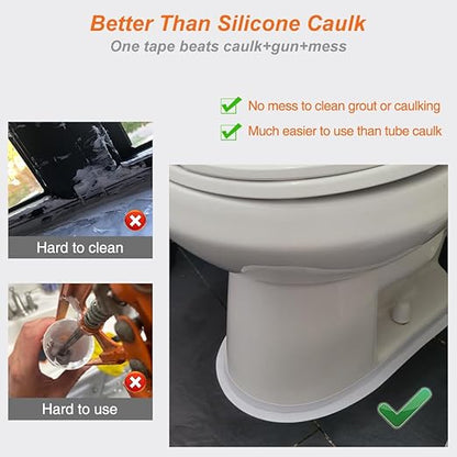 White Caulk Tape Waterproof Self Adhesive, Toilet & Bathtub Sealant Strip - Image 5