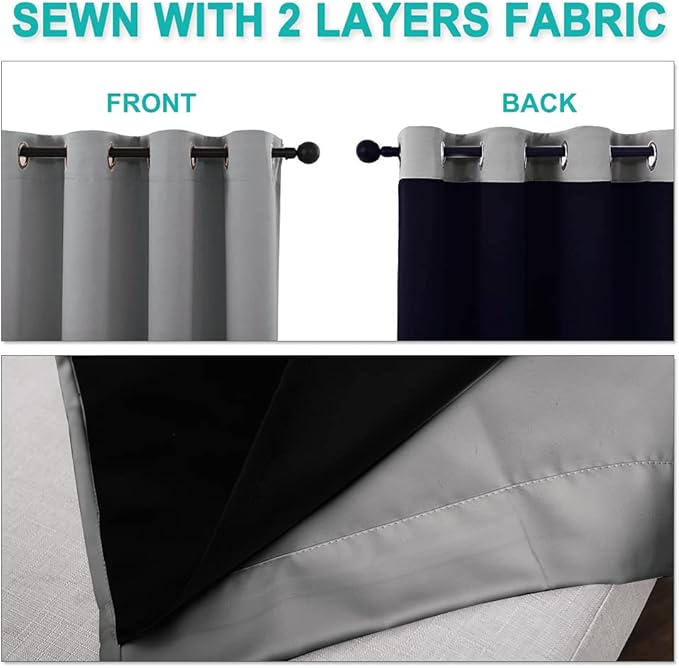 NICETOWN Full Shading Curtains 90 inches Long 2 Panels Set - Image 5