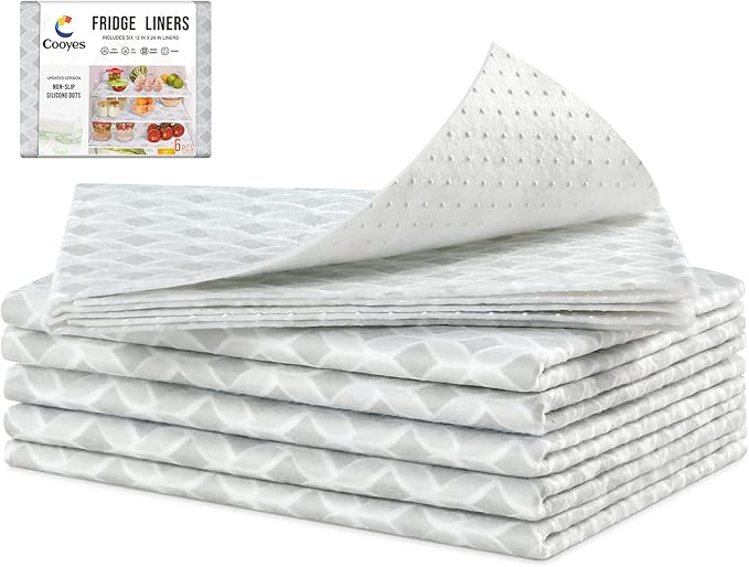 Cooyes Refrigerator Liners 17.7" x 24", Absorbent Strong Grip Fridge Mats by Cooyes