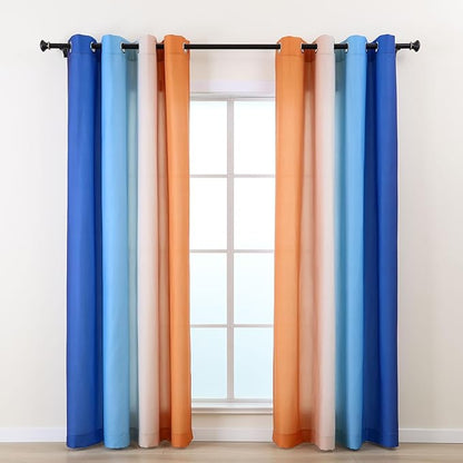 L.Z.E Navy Blue Orange Ombre Privacy Curtains 72 Inches Long by LZE