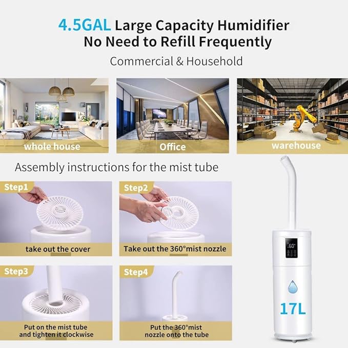 Humidifiers for Large Room Home Bedroom 2000 sq.ft. 17L/4.5Gal Large Humidifier - Image 6