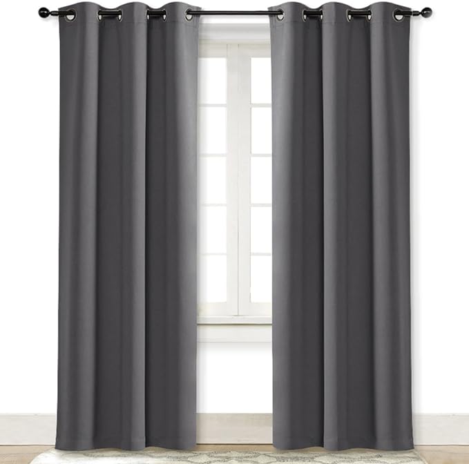 NICETOWN Gray Curtain Blackout Drape Panel 3 Pass Microfiber Noise Reducing by NICETOWN
