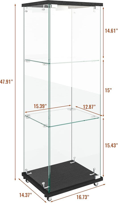 Yoluckea 3-Shelf Glass Display Cabinet - Image 2