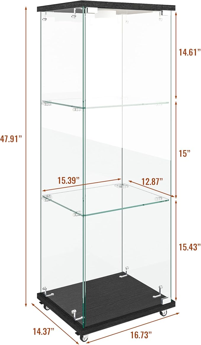 Yoluckea 3-Tier Glass Display Cabinet - Image 2