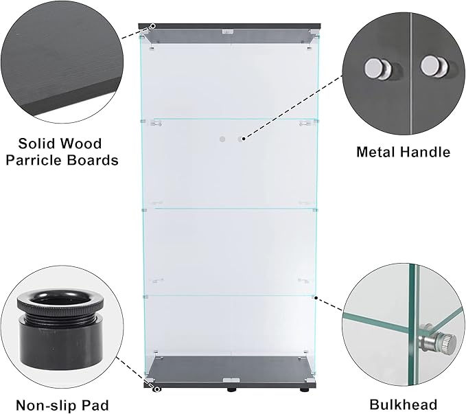 Yoluckea 4 Shelves Glass Display Cabinet - Image 5