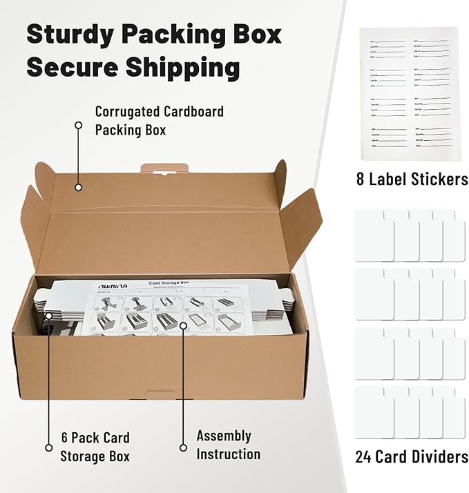 NUMINA 6 Pack 2-Row Cardboard Card Storage Box - Image 6
