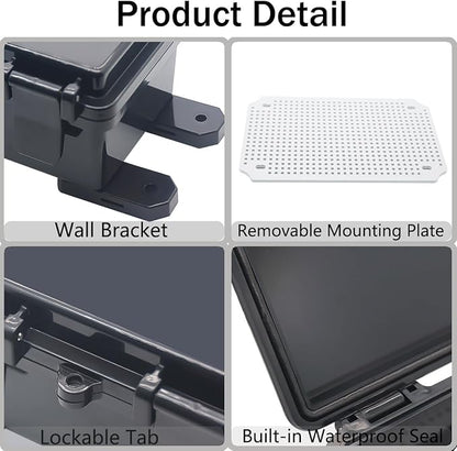 Junction Box, Hinged Black Clear Cover IP67 Waterproof ABS Project Box - Image 4