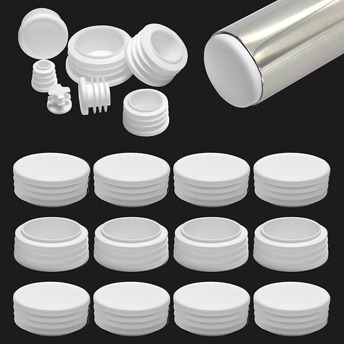 1-7/8" Plastic Hole Plugs White -Round Chair Leg Caps, Flush Mount Pipe Plugs by EASYEAH