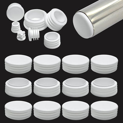 1-7/8" Plastic Hole Plugs White -Round Chair Leg Caps, Flush Mount Pipe Plugs by EASYEAH
