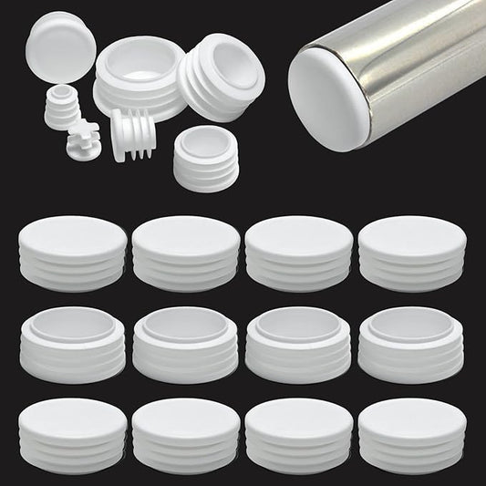 1-7/8" Plastic Hole Plugs White -Round Chair Leg Caps, Flush Mount Pipe Plugs by EASYEAH