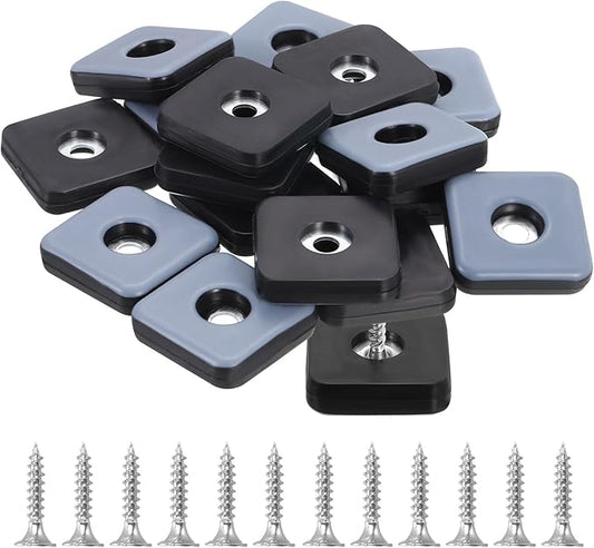 uxcell 12 Pcs Furniture Slider Pads, 1.18x1.18 Inch PTFE Square Screw-on by uxcell