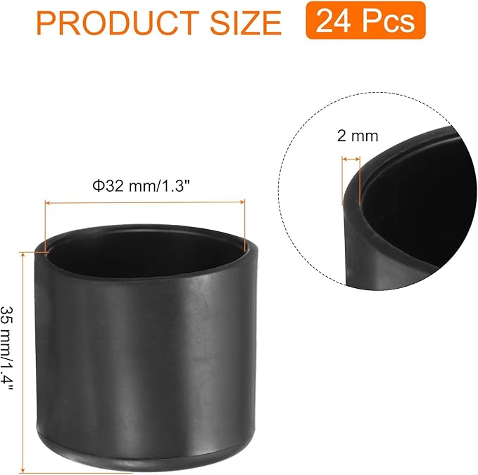 uxcell 20pcs Round Chair Leg Caps 32mm/1.3" PVC Chair Leg Floor Protectors - Image 2