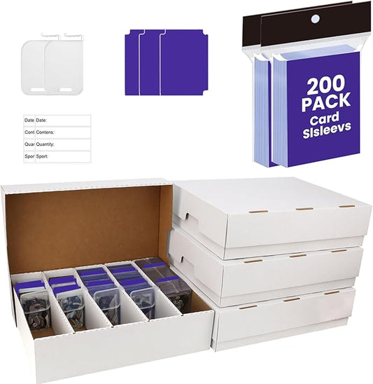 4 PACK Sports Card Box 3940 Count Cardboard Trading Card Storage Box, Bulk Card by EBOAUSI