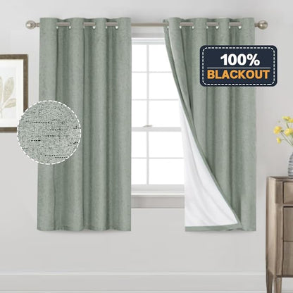 PrinceDeco Blackout Curtains 63 Inch Length 100% Blackout Linen Curtains - Image 6