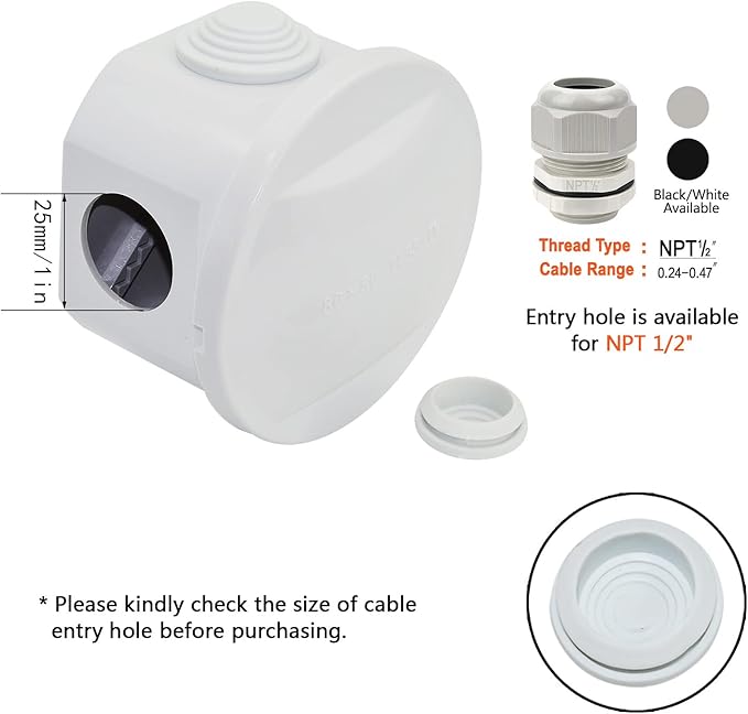 LeMotech Junction Box, ABS Plastic IP55 Water Resistant and Dustproof, - Image 5
