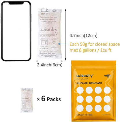 wisedry 50 Gram Rechargeable Silica Gel Desiccant Packets Fast Reactivate - Image 6