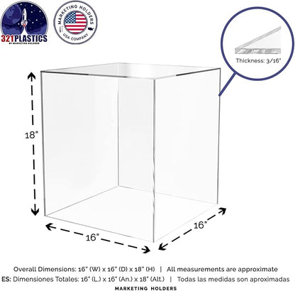 16" x 16" x 18" Clear Acrylic Display Box No Lid Versatile Square Plexiglass - Image 6