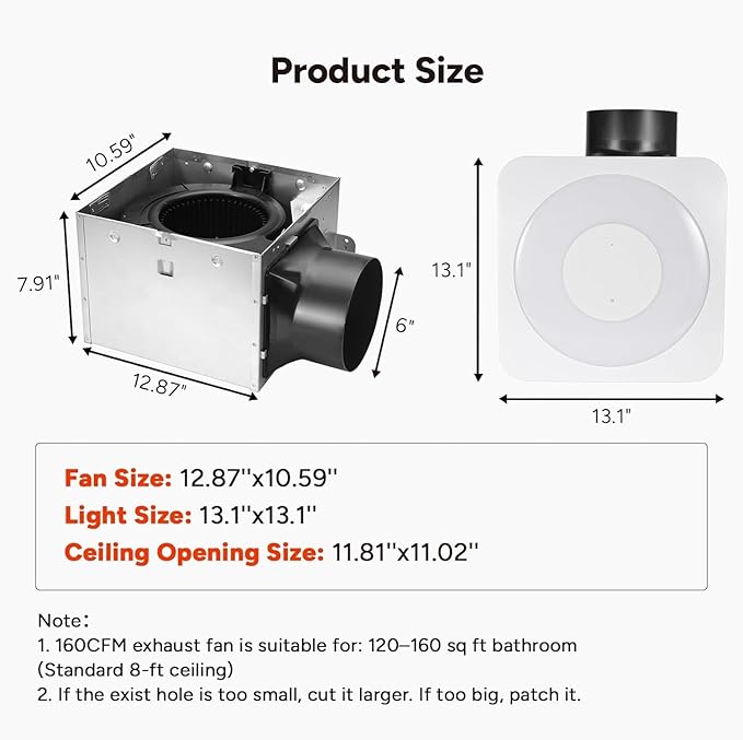 OREiN 3-in-1 Bathroom Exhaust Fan - Image 2
