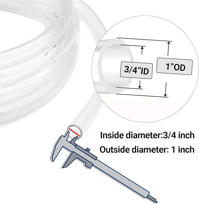 3/4’’ ID × 1’’ OD - 50 ft Clear Vinyl Tubing Flexible PVC Tube - Image 2
