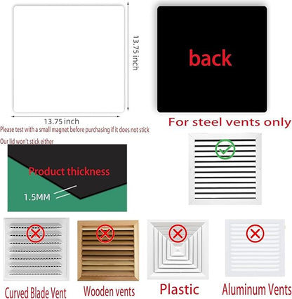 Square Magnetic Vent Covers, Extra Strong Magnets, 13.75" x13.75", Fits Steel - Image 2