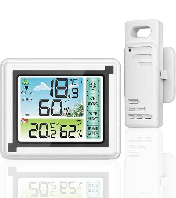 Indoor Outdoor Thermometer Hygrometer Wireless Remote Weather Stations by MONYEES