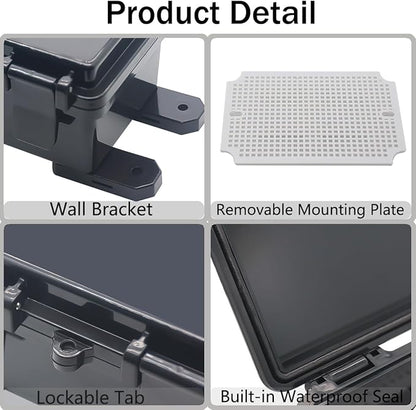Junction Box, Hinged Black Clear Cover IP67 Waterproof ABS Project Box - Image 4