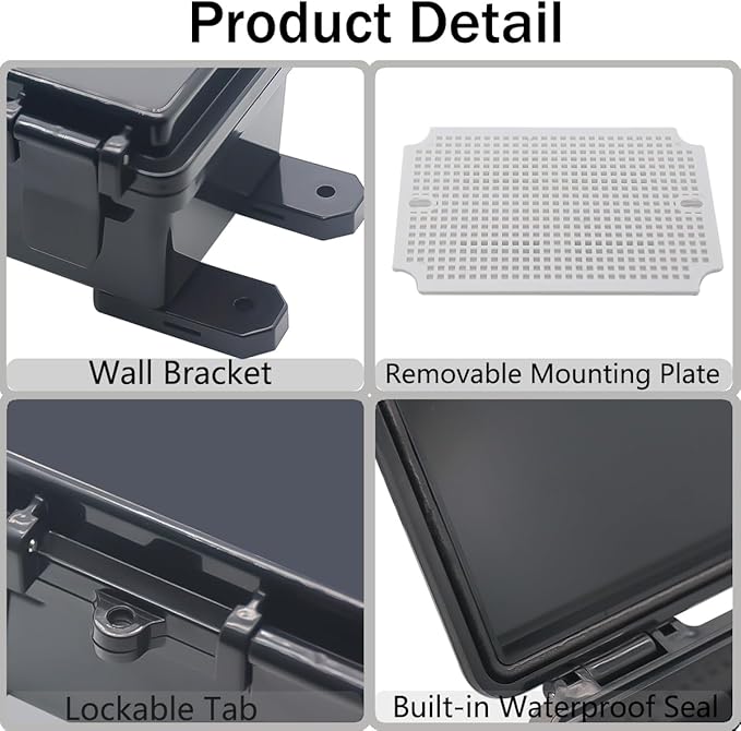 Junction Box, Hinged Black Cover IP67 Waterproof ABS Project Box - Image 4