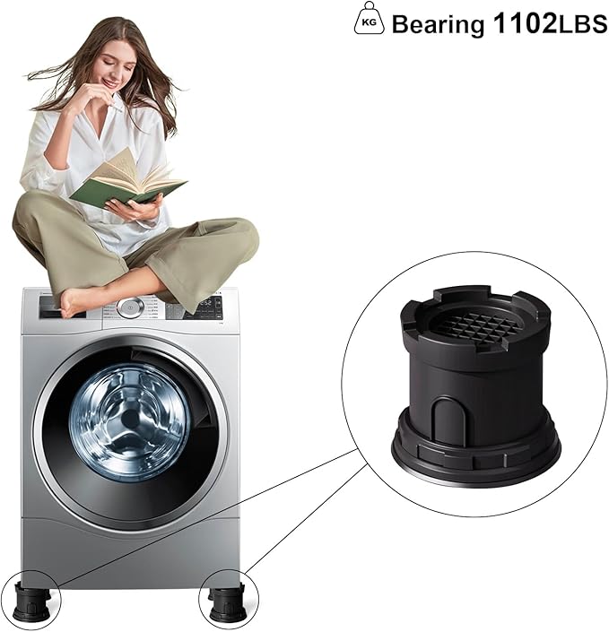 4Pcs Anti Vibration Pads for Washing Machine, Adjustable Height Stops Washer - Image 9