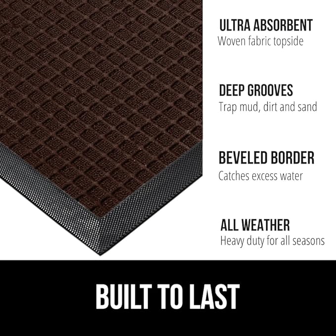 GORILLA GRIP 100% Waterproof All-Season WeatherMax Doormat 35x23, US Designed - Image 2