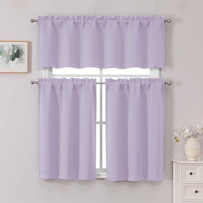 Chyhomenyc Short Curtains 30 Inch Length, Small Light Purple Curtain Rod Pocket - Image 2