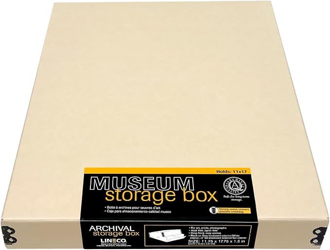 Lineco Museum Archival Storage Box, 11.75x17.75x1.5 in. Drop Front Design. - Image 9