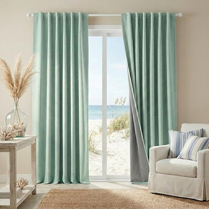 RYB HOME 100% Blackout Linen Textured Curtains 84 inches Long, Thermal by RYBHOME