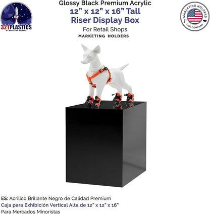 12" x 12" x 16" Glossy Black Acrylic Display Box - Image 4