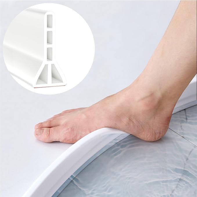 3.8" High Shower Threshold Water Dam Barrier, 2025 Upgraded 67" Collapsible by Unknown