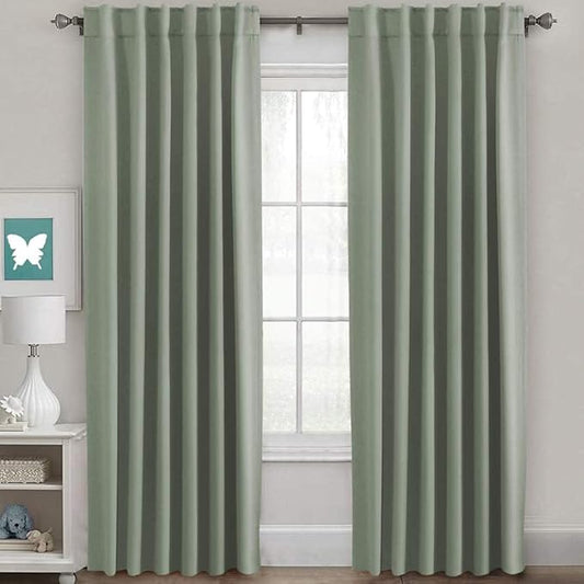 H.VERSAILTEX Back Tab Sage Green Curtains 90 Inch Long by HVERSAILTEX